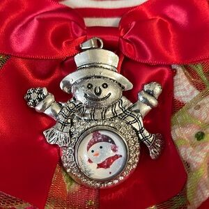 Snowman pendant, Silvertone, snap jewelry, Lot S